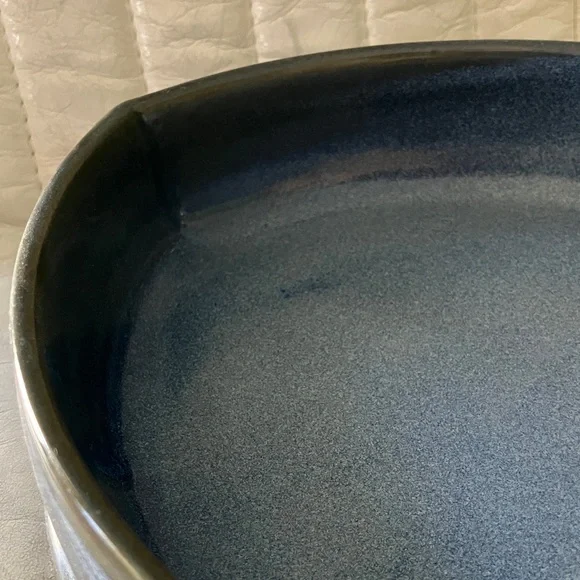 Handcrafted Blue Rounded Triangular Stoneware Bowl - Picture 7 of 17